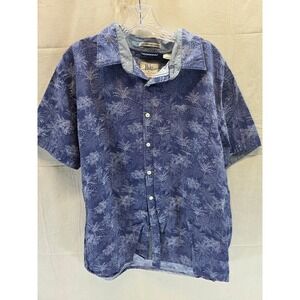 Rebel James‎ & Charli Mens XXL Blue Palm Tree Tropical Cotton Button Down Shirt